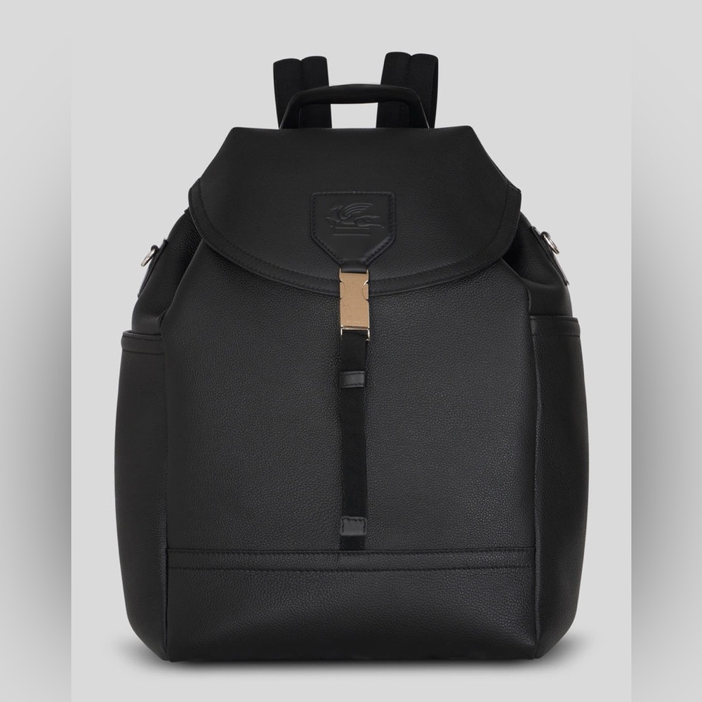 NWT $2490 Etro Large tumbled leather backpack embroidered patch ETRO Pegaso
